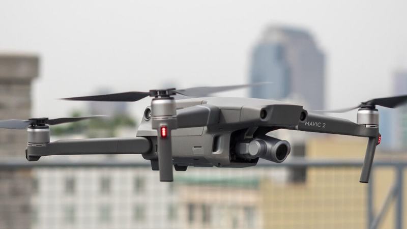 Drone capturing annual roof inspection imagery in Denver
